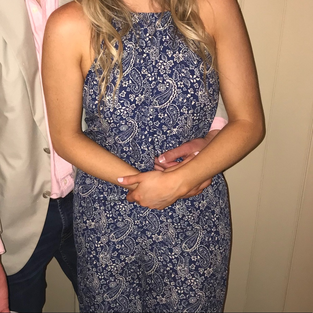 Forever 21 Blue Paisley open back Jumpsuit